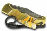 Pocket Knife with Bumblebee Jasper Inlays & Matching Base #370787-2